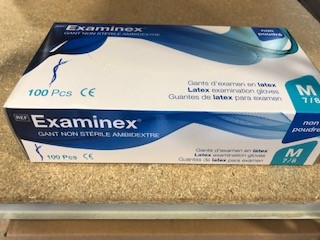 GANT EXAMEN LATEX - NON POUDRE - NON STERILE - AMBIDEXTRE - TAILLE 7/8 - M - EXAMINEX