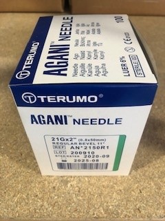 TERUMO AIGUILLE HYPODERMIQUE UU - 21 G - 50 MM - VERT - BISEAU LONG - AGANI - BTE DE 100